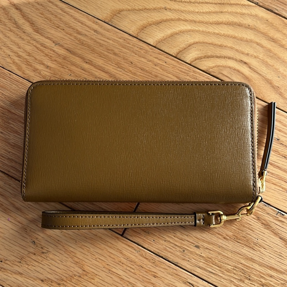 New Tory Burch Robinson Crosshatch Saffino leather Continental Wallet Wristlet - Picture 9 of 15